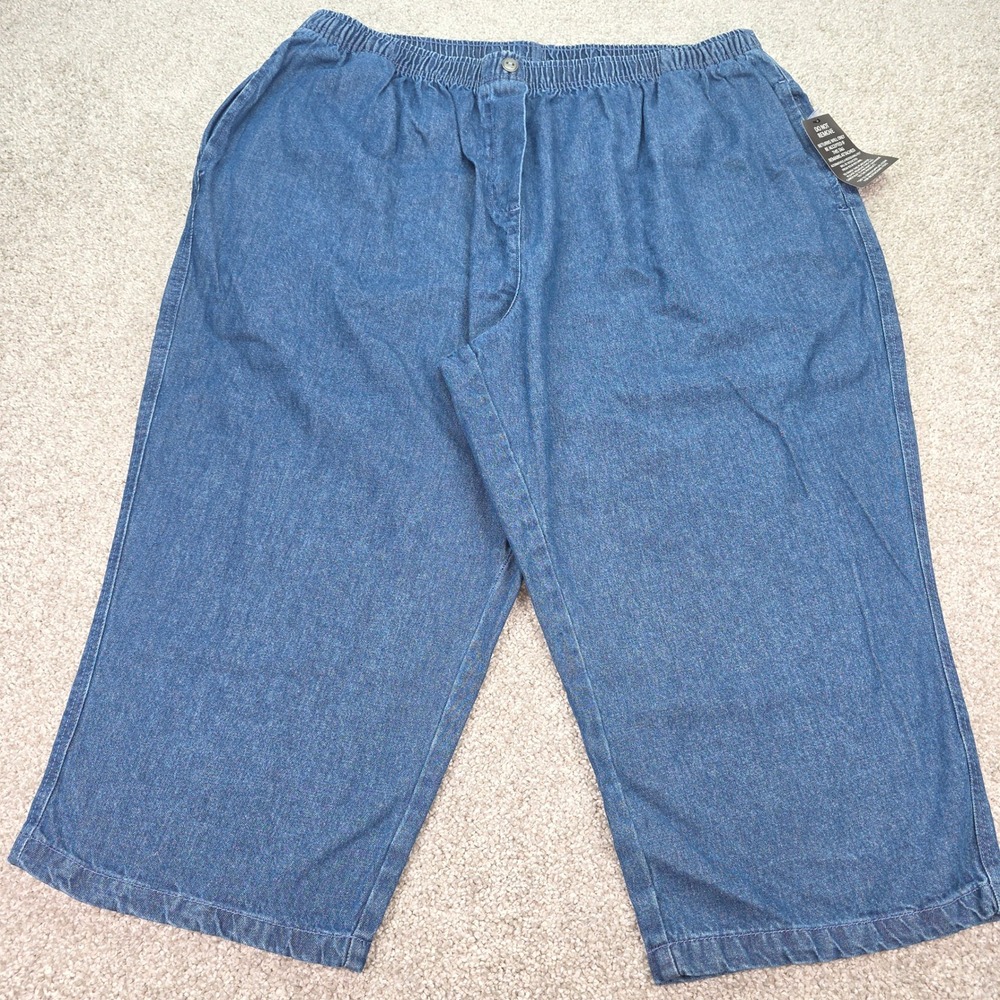Woman Within Denim Capris Women 28W Blue Elastic Waist Pull On Cropped Pants NEW